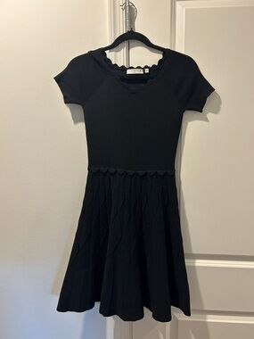 Sandro Black Knit Fit-and-Flare Dress